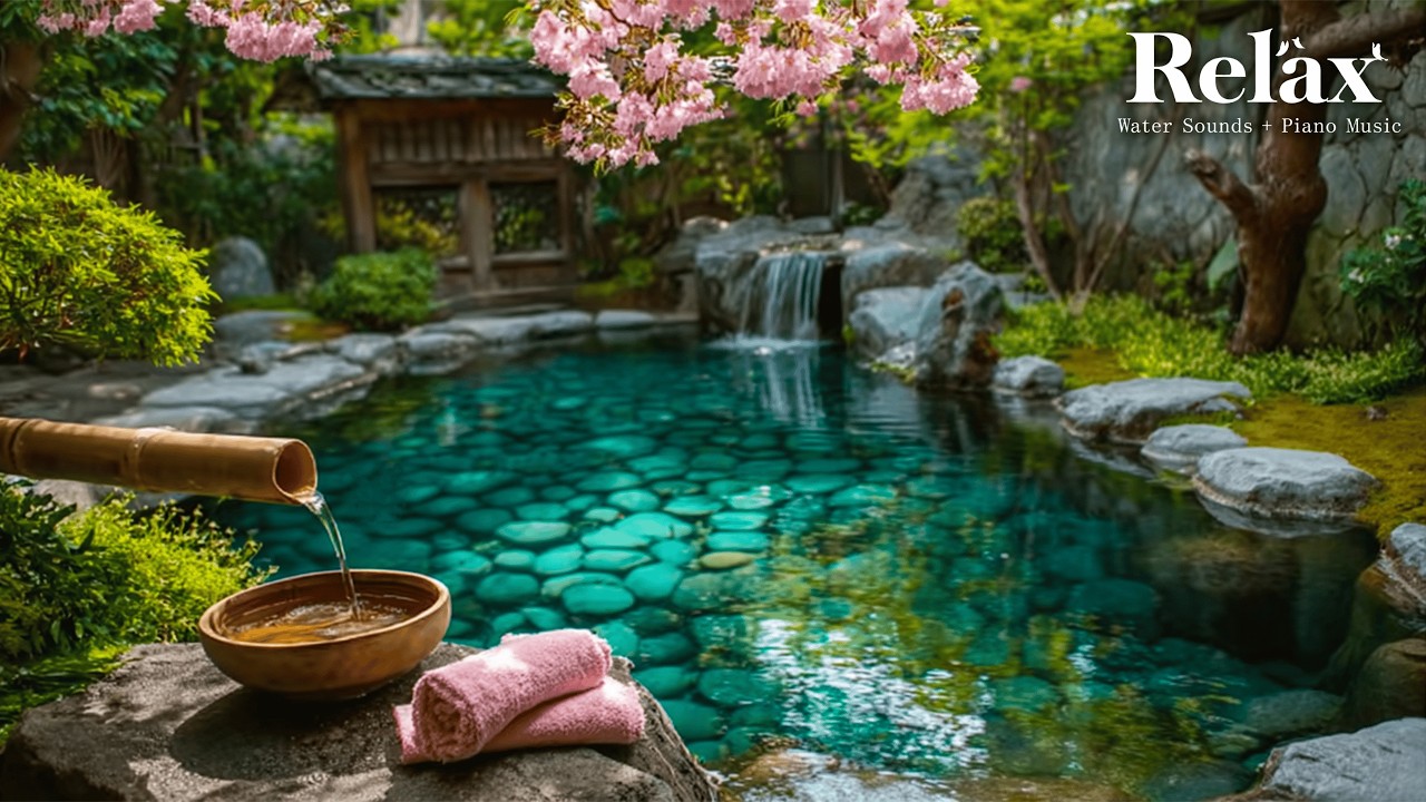 Healing Spa Piano with Water Flow 🌿 Deep Healing to Release Stress, Worry & Emotional Fatigue