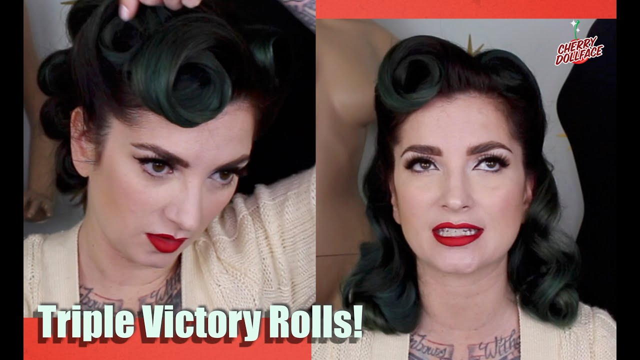 Updated Vintage Hair: Triple Victory Rolls! At home by CHERRY DOLLFACE