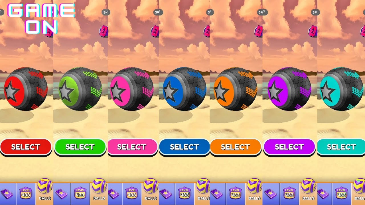 Going Balls Level 433-437 Arrow Ball of 7 different colors Red Blue Green Pink Orange Purple Teal