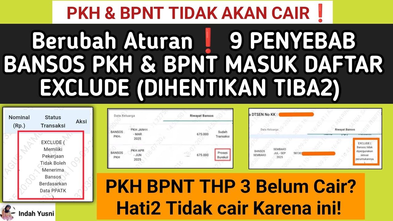 Hati2❗9 PENYEBAB BANSOS PKH BPNT EXCLUDE / TIDAK CAIR LAGI // PENCAIRAN PKH BPNT TAHAP 3 2025