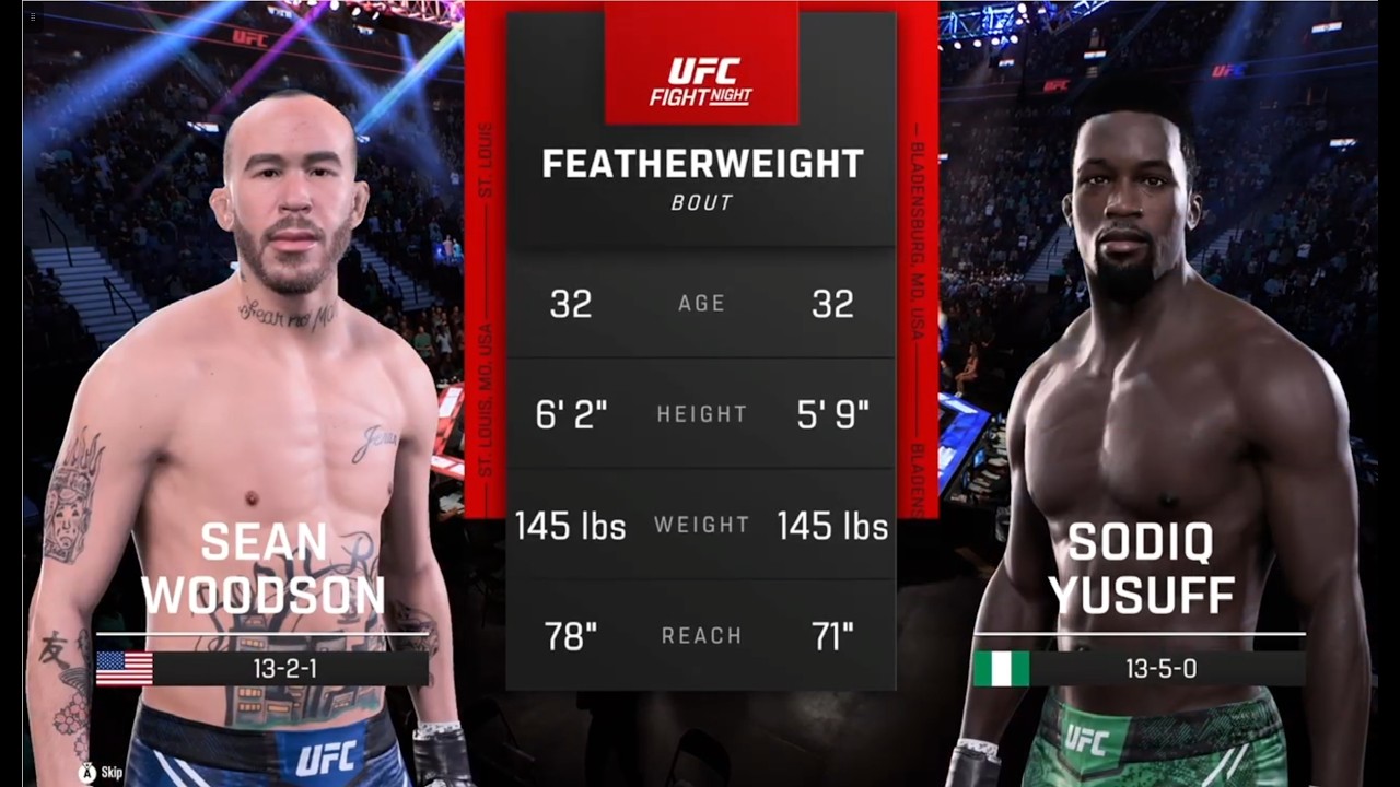 UFC 5 Men Featherweight первый тур Sean WOODSON (США) - Sodiq YOSUFF (Нигерия)
