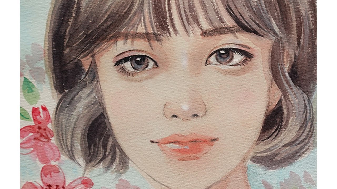 EASY watercolor painting for beginners | Cute Girl Face