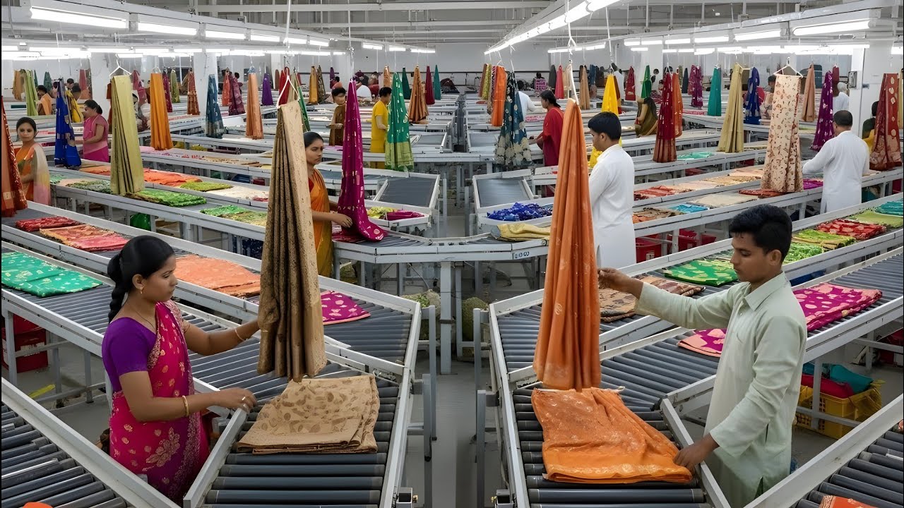 Inside The MEGA Saree Factory: Making 50,000 Sarees Every Single Day!