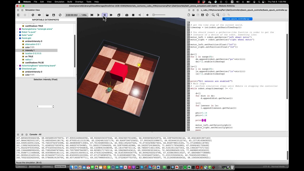 Webots Hands-On I.4: Reactive Control - Collision Avoidance