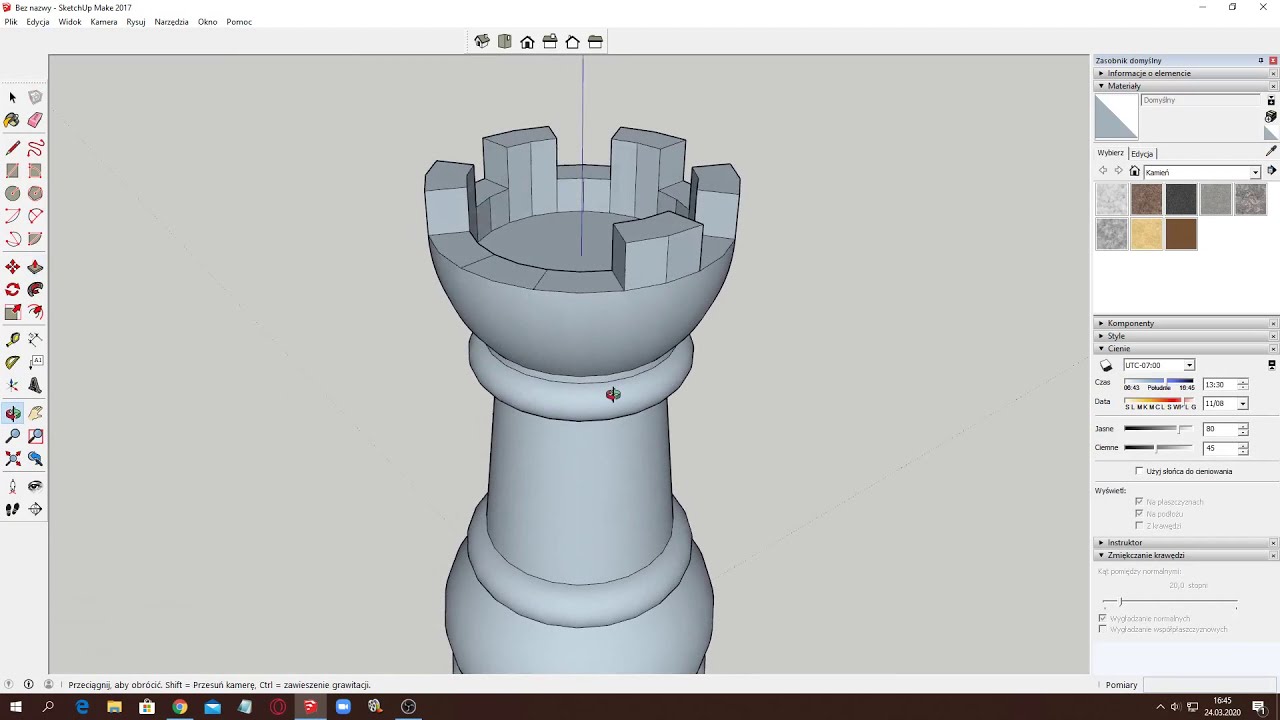 SketchUp. Tworzenie figury obrotowej i jej wizualizacja.