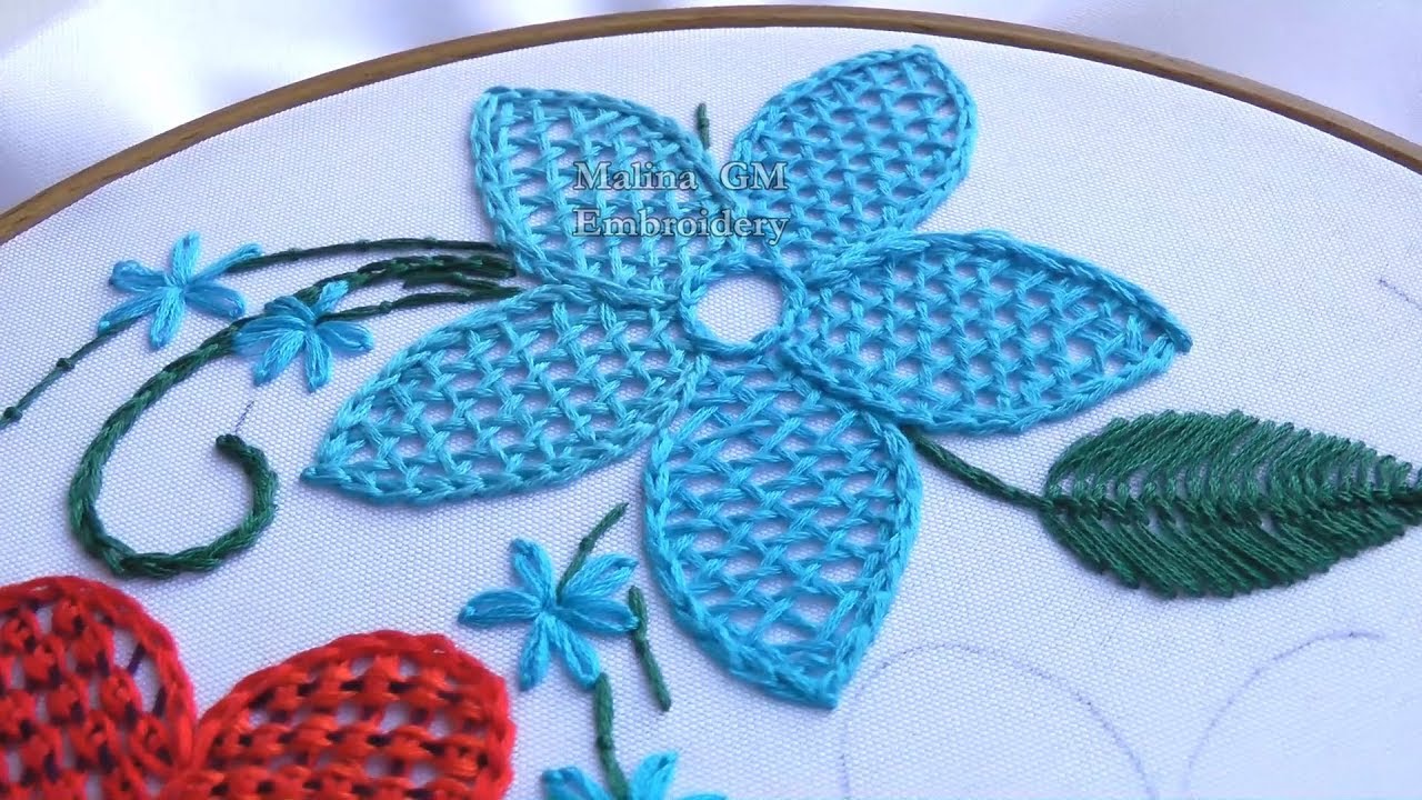 Hand Embroidery : Net Stitch | Вышивка: Плетение иглой
