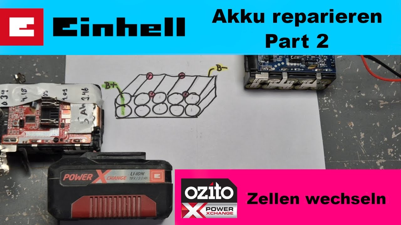 DIY Einhell Power x-Change battery repair, cell replacement / Part 2