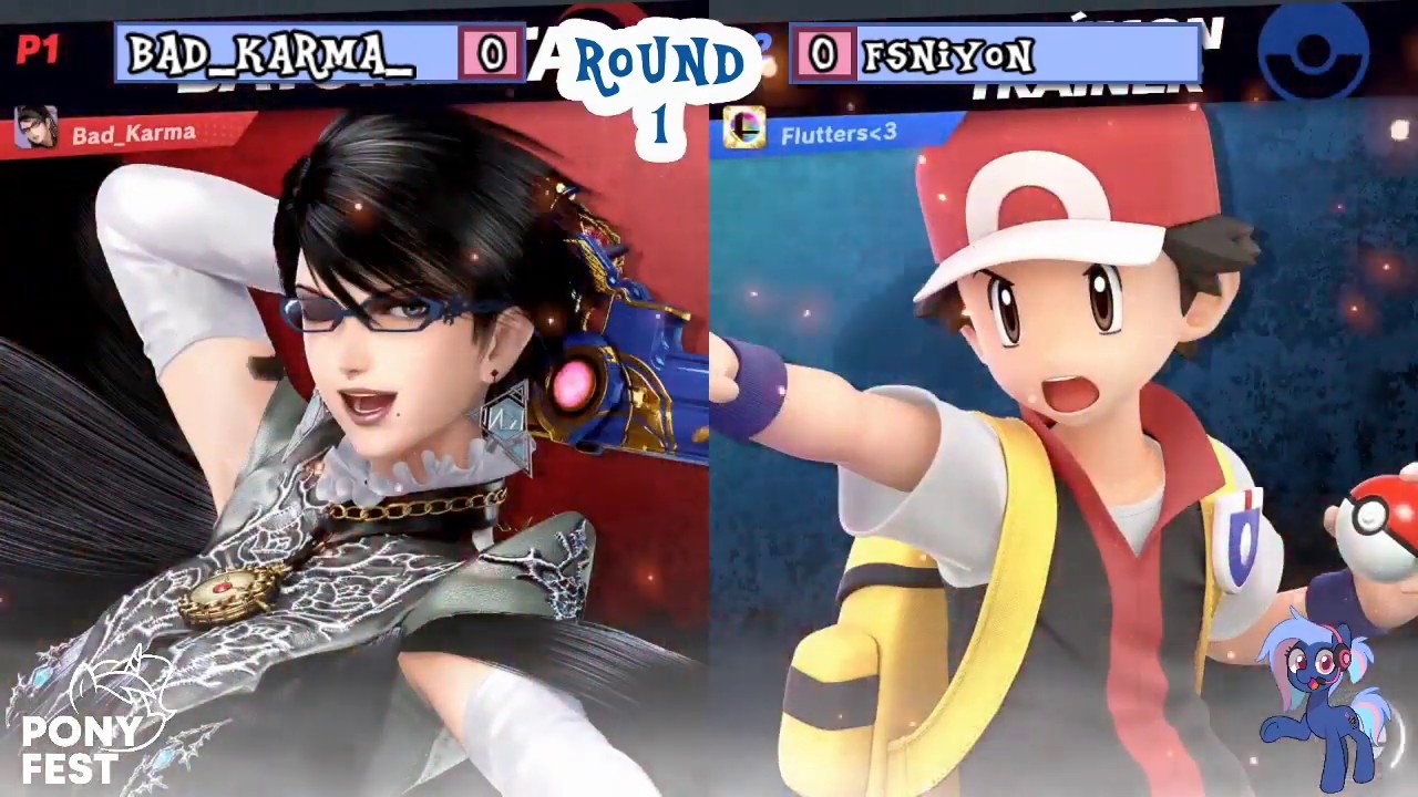Ponyfest Online! SSBU Tournament: Bad Karma (Bayonetta) Vs Fsniyon (Pkmn Trainer/Pikachu)
