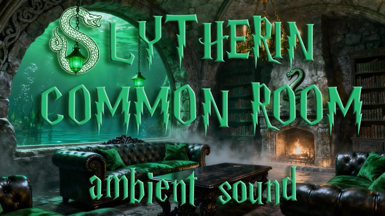 Slytherin Common Room 🐍⚡Harry Potter Ambiance 🪄 Study, Read & Focus with Cracking Fireplace🔥