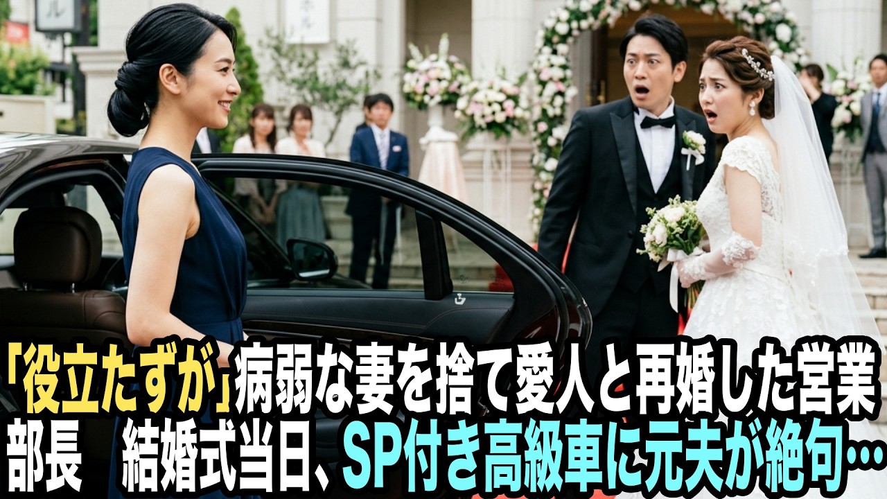 「役立たずが」病弱な妻を捨て愛人と再婚した営業部長。結婚式当日、SP付きの送迎車から降りてきた人物に元夫が顔面蒼白…