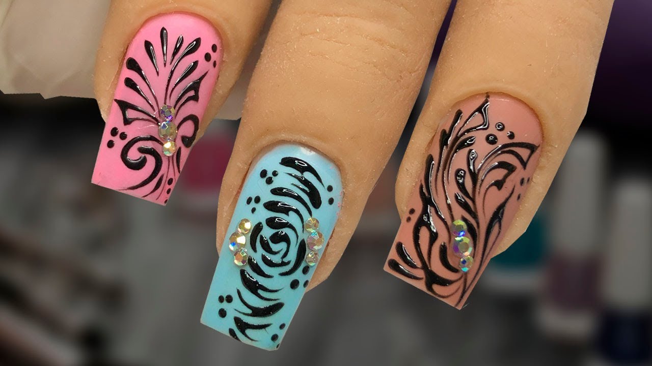 DISEÑOS DE ARABESCOS PARA LAS UÑAS /ARABESCOS FACILES