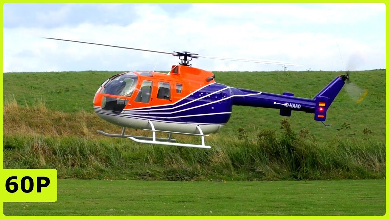BEAUTIFUL BO-105 SUPERSCALE RC SCALE MODEL ELECTRIC HELICOPTER - Scaleflying Scalemeeting 2018