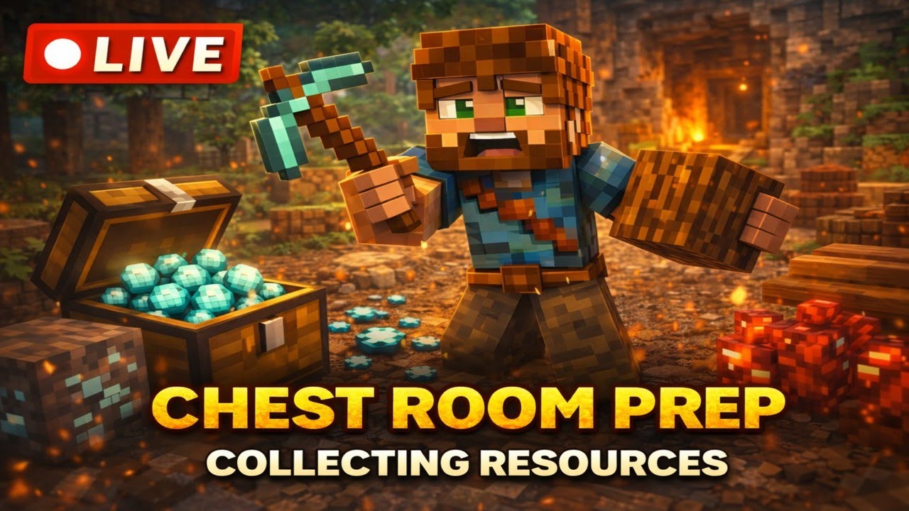 Chest Room Prep LIVE – Gathering EVERYTHING We Need (Minecraft Survival)