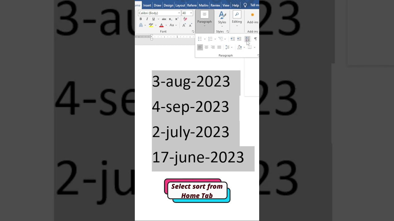 How to Arrange Data (Date) in Ascending and Descending Order | MS Word: Step-by-Step Tutorial