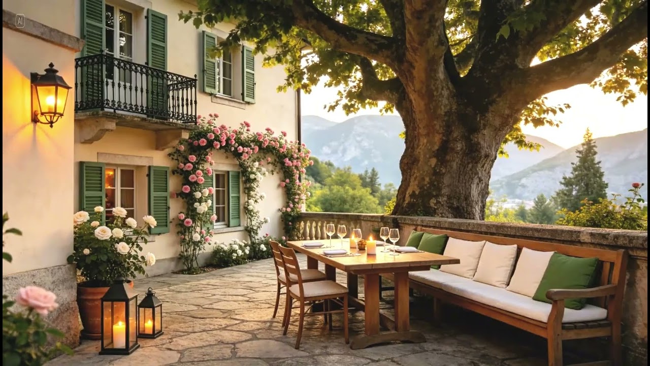 Calming Jazz In Forest Living Space Ambience | Quiet Outdoor Cafe Music To Relieve All Stress