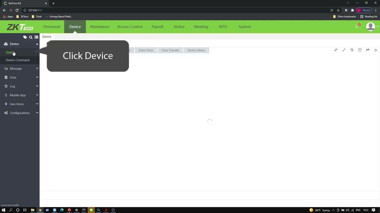 ZKTeco BioTime Tutorial &ndash;  Device Setting