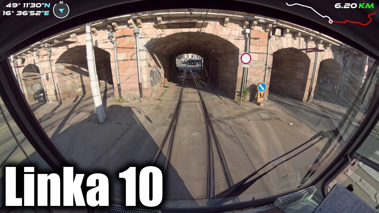 Linka 10 Brno -- Novolíšeňská - Komín, smyčka [ČKD DS T6A5] [Tram Cab View]