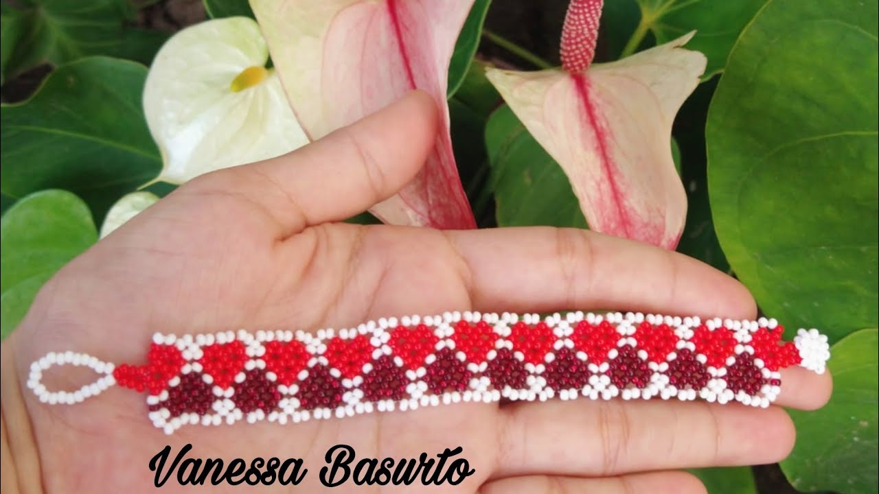 ❤️PULSERA DE CORAZONES❤️ CON CHAQUIRAS/MOSTACILLAS (FACIL)| How to make easy beaded heart bracelet❤️