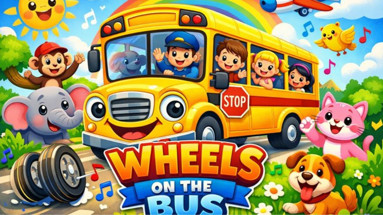 Wheels On The Bus Go Round and Round 🚍🎵 | Fun Kids Rhyme | WordsSpeak