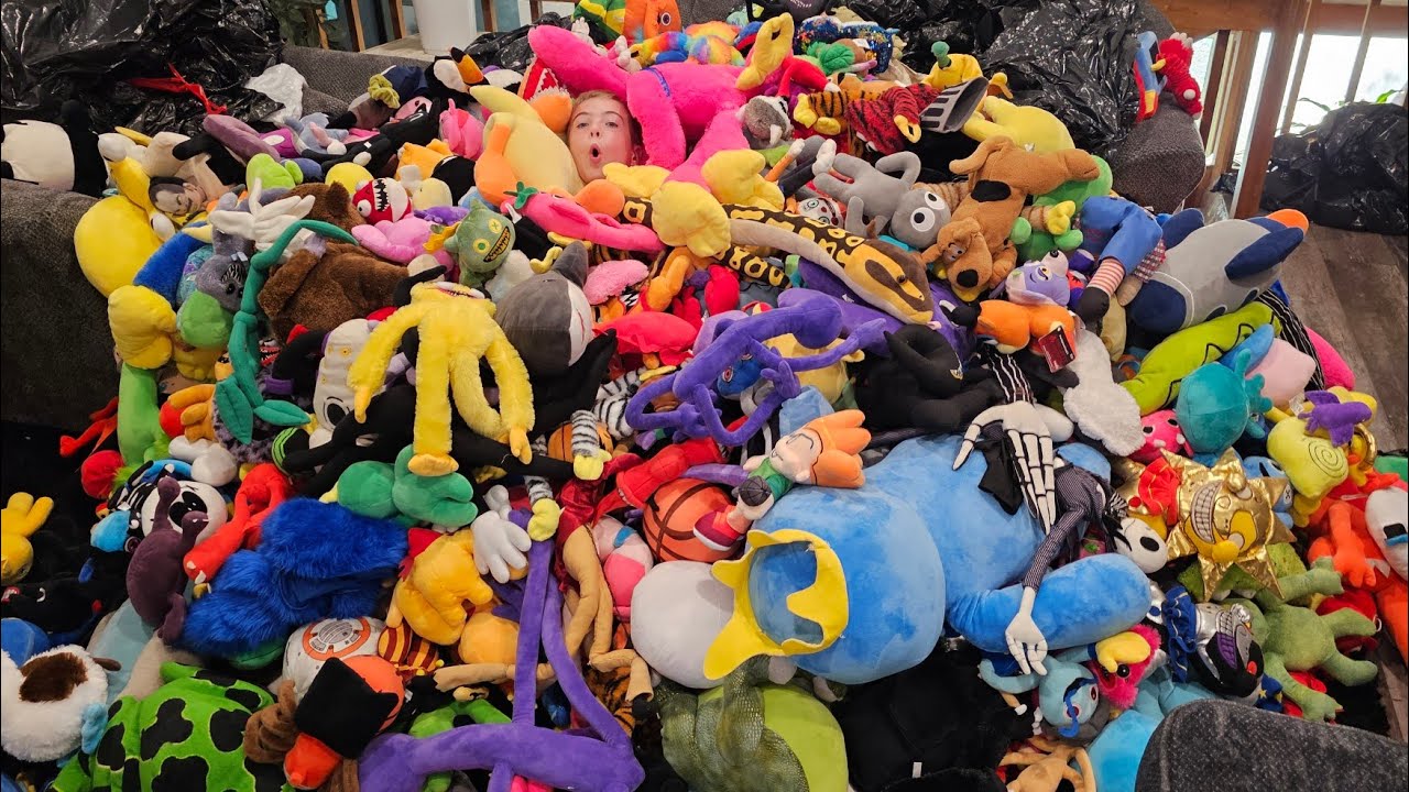 Filling our Living Room with 1,300 Plushies Live!