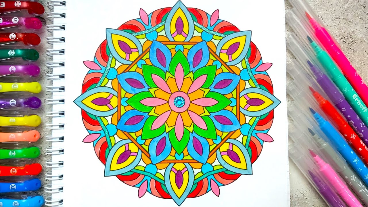 Mandala Coloring for Stress Relief #19 | ASMR Satisfying - Trigger Sounds for Sleep