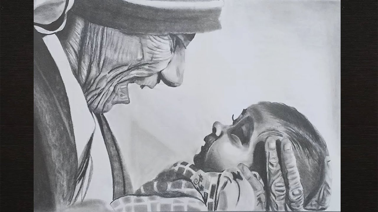 Sketching Mother Teresa with Baby.Mother of the poor|Tutorial for Beginners| easy and step by step.