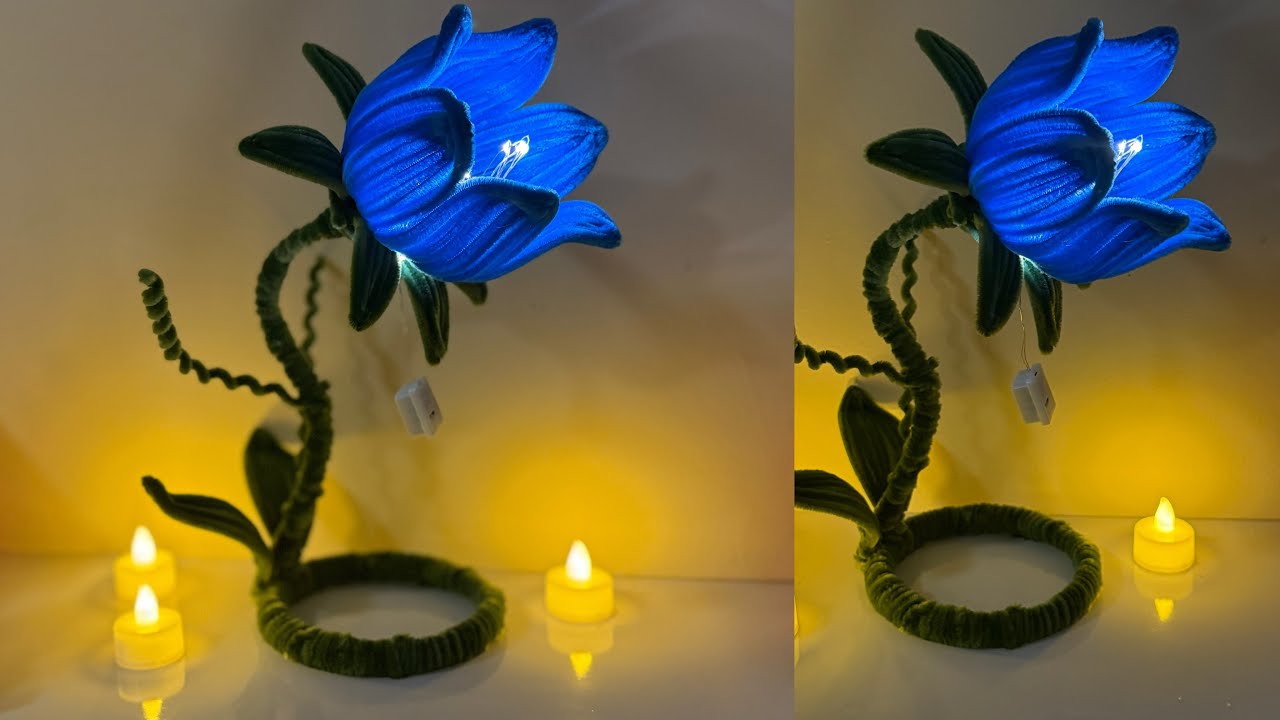 How Yo Make a Pipe Cleaner Flower Lamp | DIY Room Decor