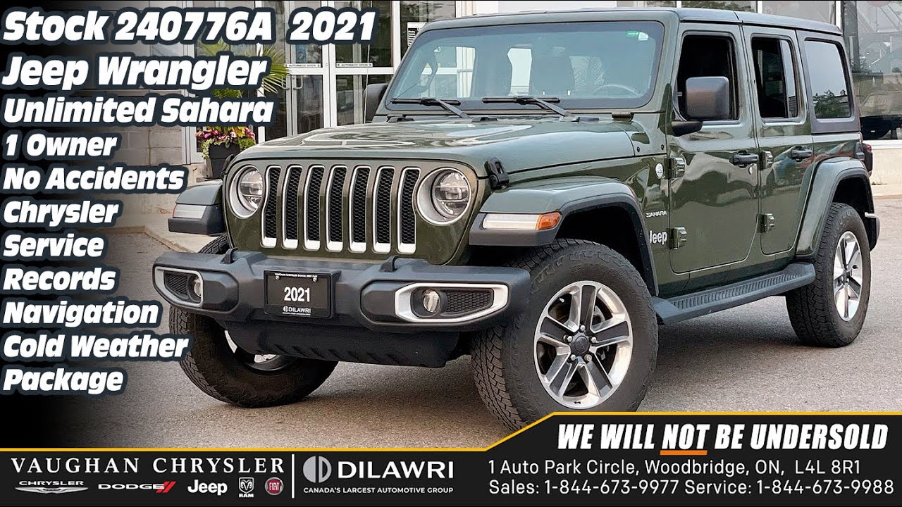 2021 Jeep Wrangler Unlimited Sahara 1 Owner Nav Cold Weather Pkg at Vaughan Chrysler Stock 240776A