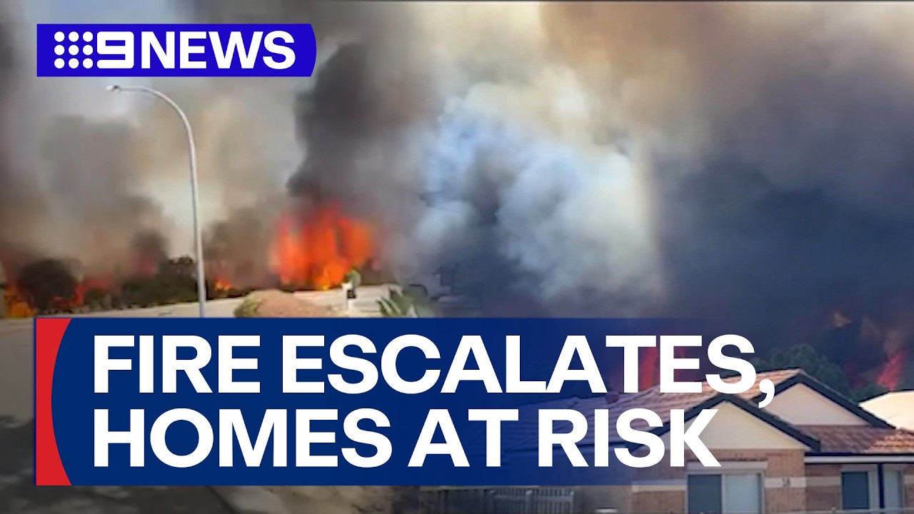 Flames and smoke again threaten Perth suburb as locals join firefighters | 9 News Australia
