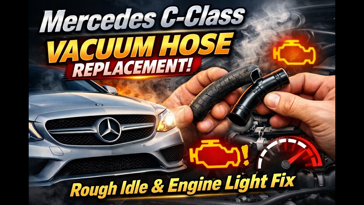 Mercedes w203 w204  vacuum hose replacement crankcase c class 2004 rough idle, engine light on