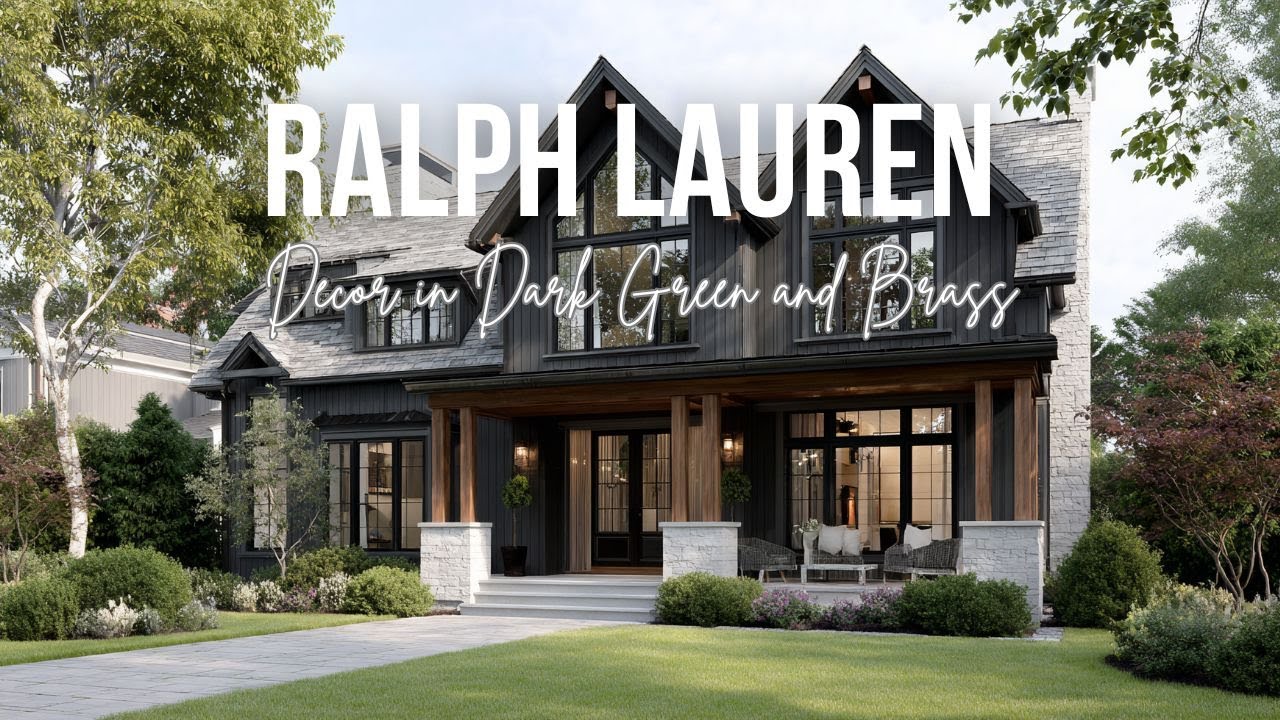 Ralph Lauren Inspired Decor in Dark Green and Brass with Heritage American Style