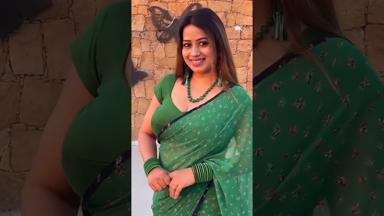 raw love sexy green saree 