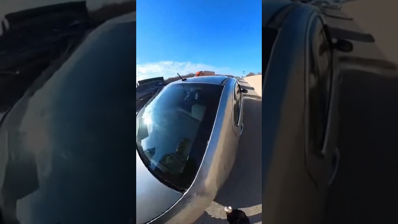 TRUCK Almost Hits Them! Officer Pulls Driver Off Highway at Last Second 🚓😱 #shorts #rescue