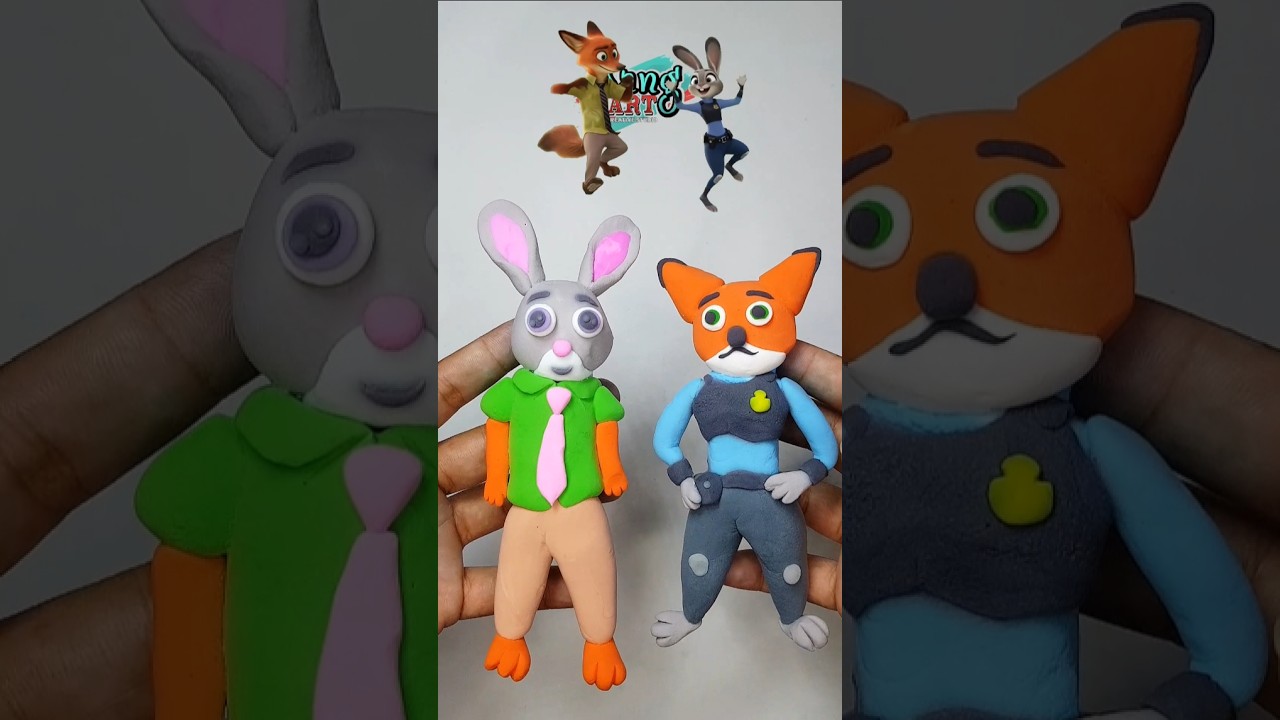 ZOOTOPIA Color Mixing judy hopps cute and Nick wild cute become nyan cat cute made of clay funny