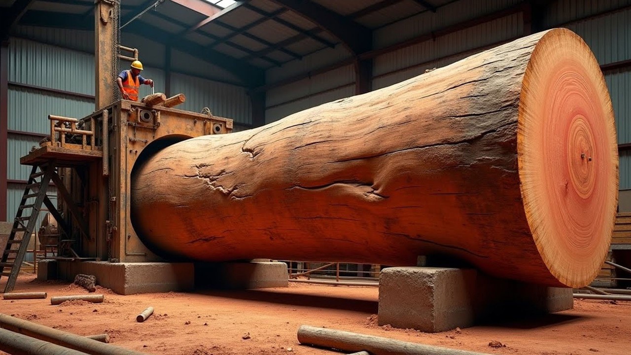La planta de procesamiento de madera más grande del mundo  De un tronco gigante a mesas redondas
