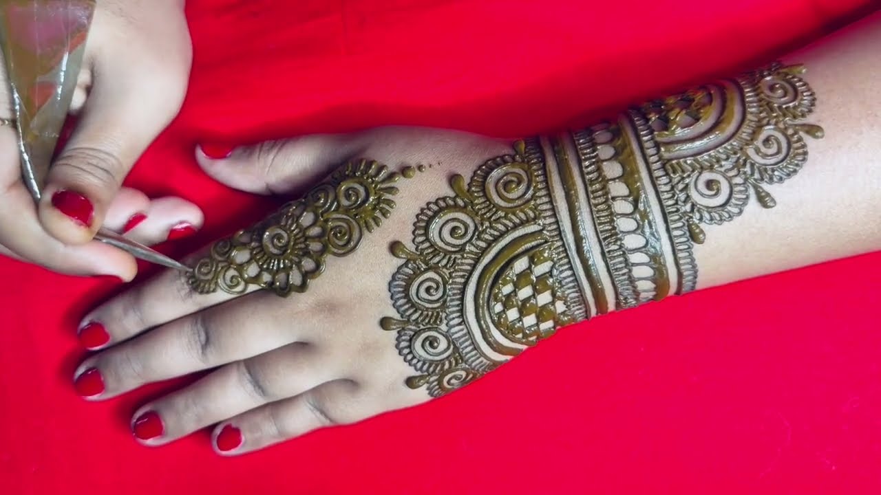 Simple & easy back side mehandi design || back hand mehndi designs 