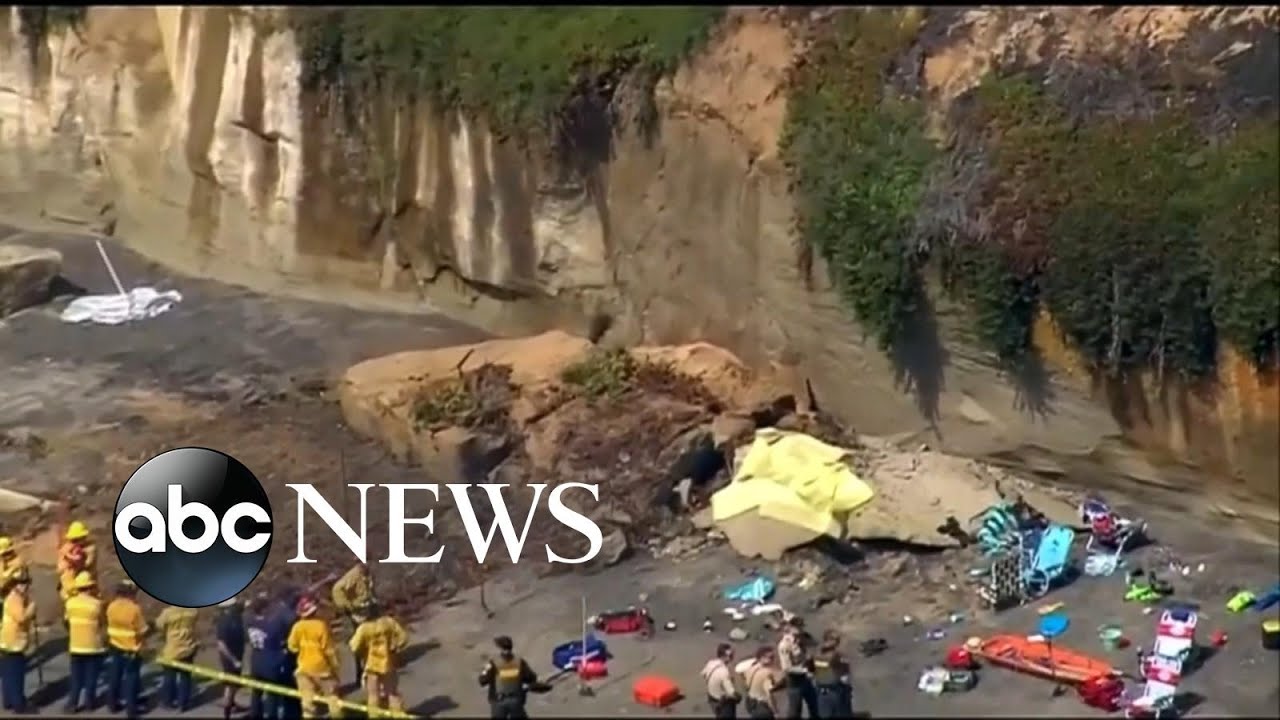 3 killed, 3 injured when beach bluff collapses