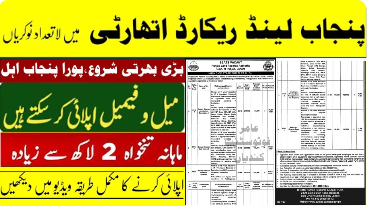 PUNJAB LAND RECORD AUTHORITY JOBS 2026 || PLRA JOBS 2026 || LATEST GOVERNMENT JOBS