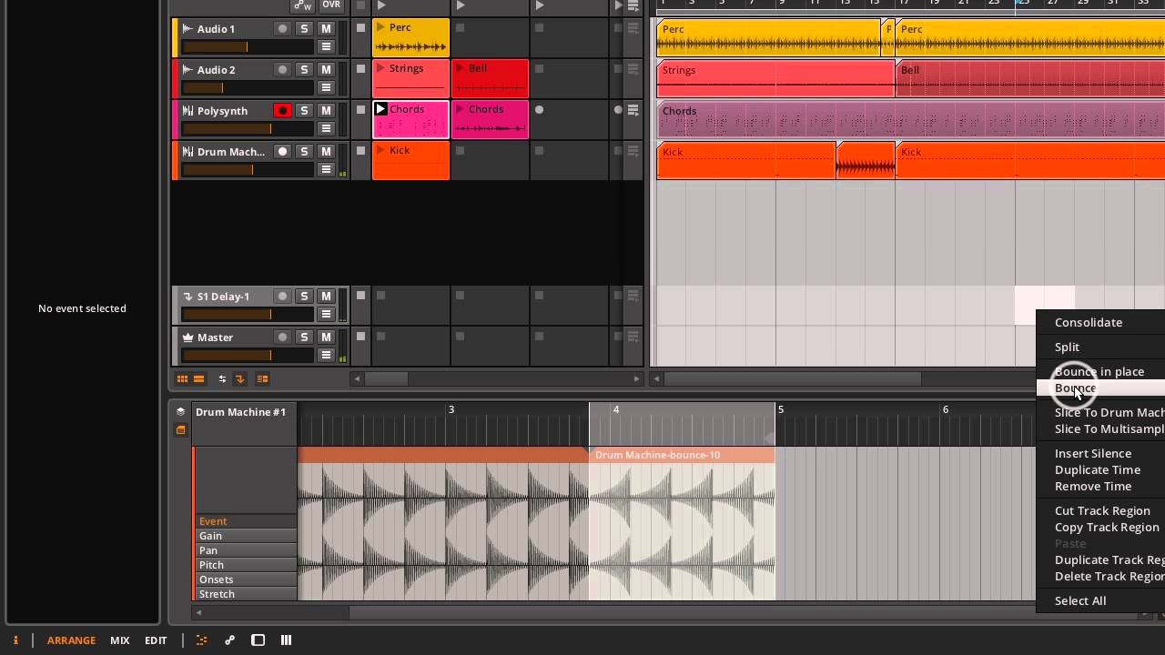 Bounce and Slice in Bitwig Studio 1