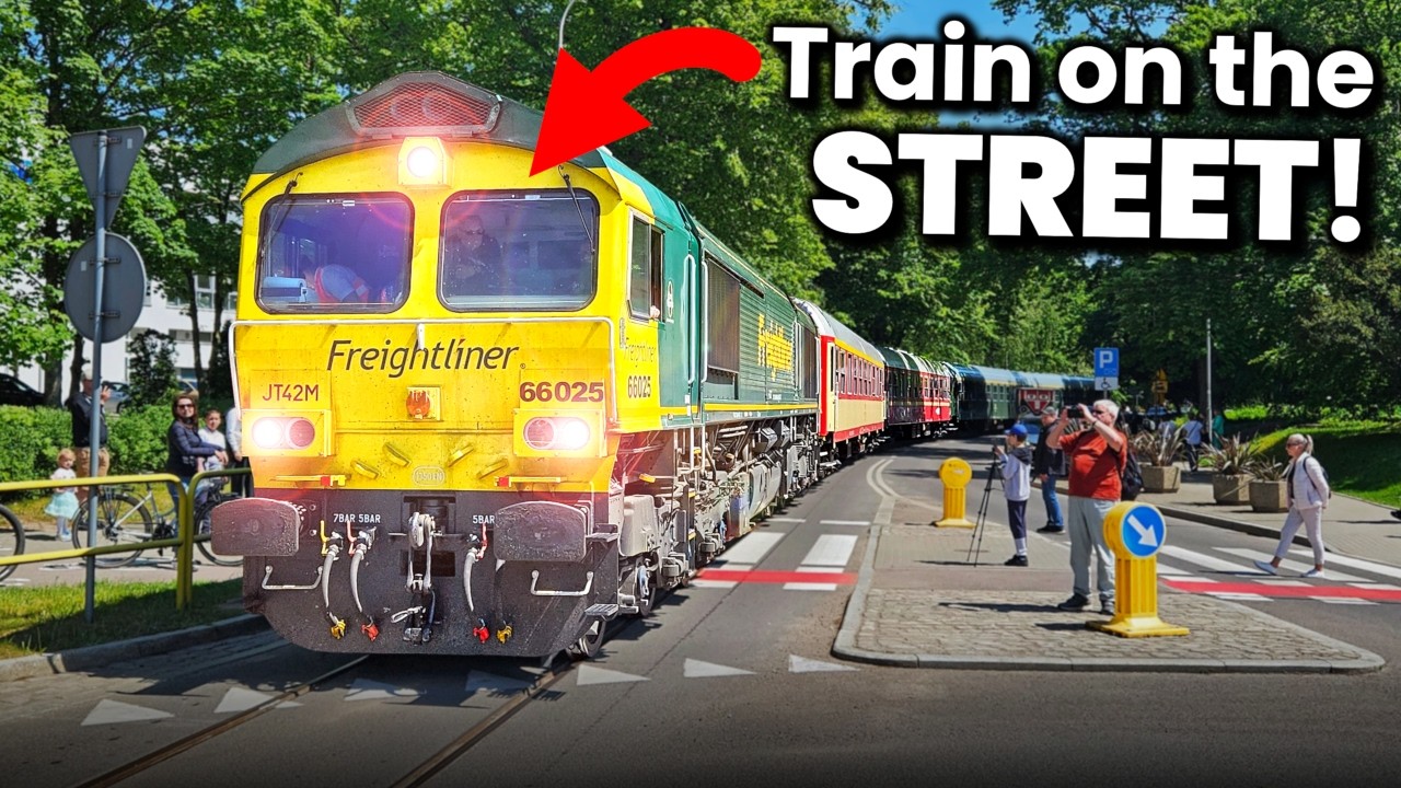 I travelled on Poland&rsquo;s RARE cargo locomotive along a busy street! 😱
