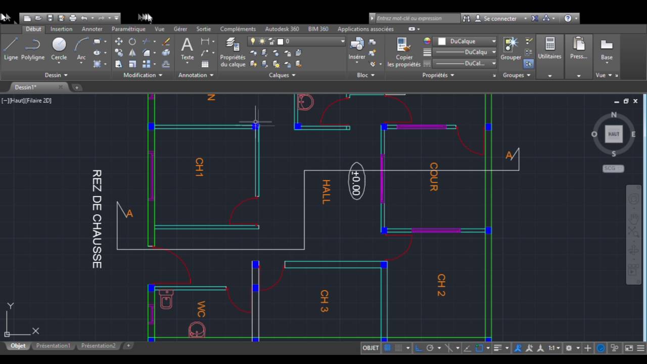 Dessiner Coupe sur autocad