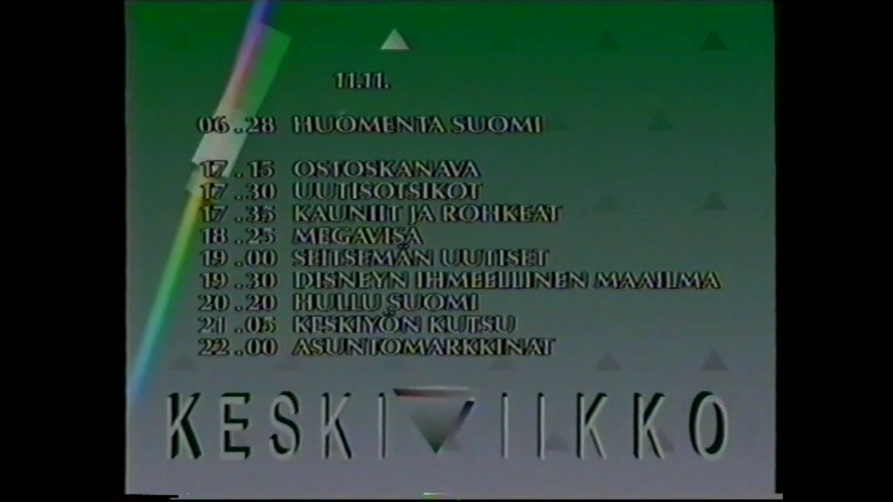 Kolmoskanava tunnus ja kuulutus (10.11.1992)