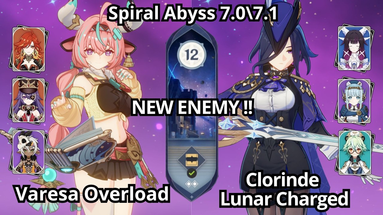 NEW !! C0 Varesa Overload & C0 Clorinde Lunar Charged - Spiral Abyss Floor 12 Genshin Impact 7.1