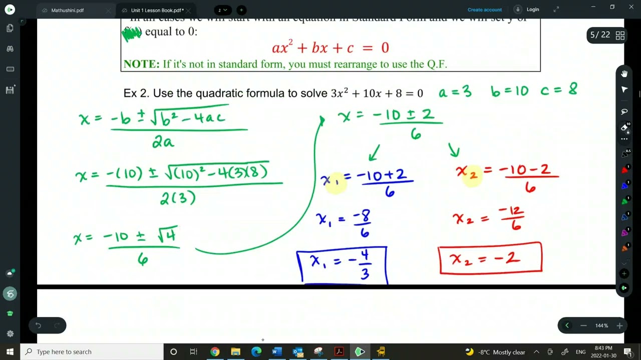 The Quadratic Formula