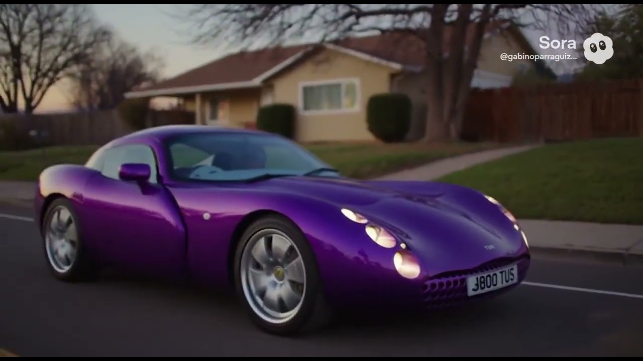 Real Life Maria Riding TVR Tuscan S Mk2 color Purple Sanger California Ave city