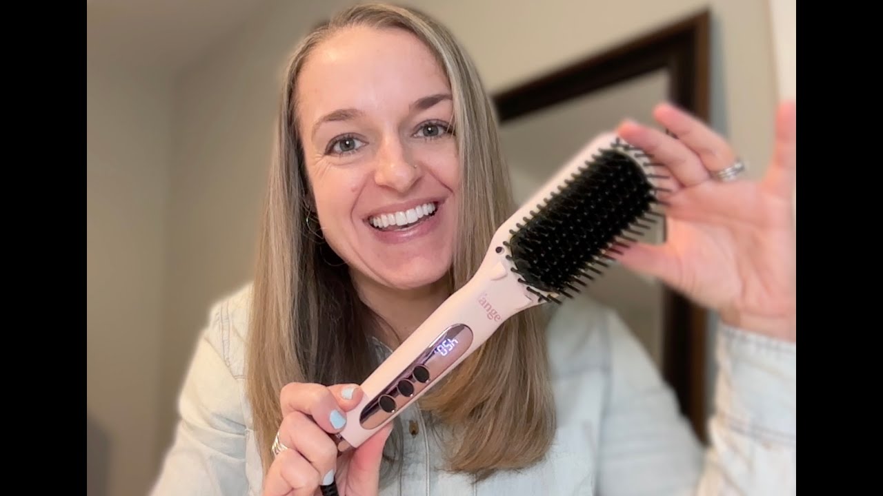 L'ANGE HAIR Le Vite Straightening Brush- Heated Straightener Flat Iron for Smooth- REVIEW- Demo