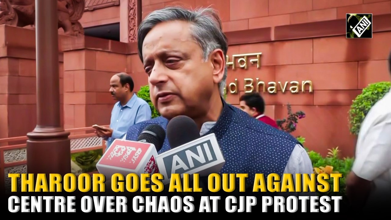 Must Watch! Congress MP Shashi Tharoor goes all out against Centre over chaos at CJP protest