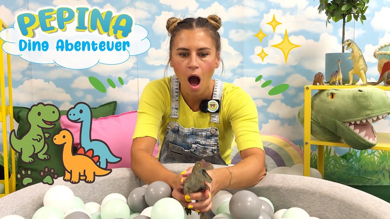 🦕 RIESEN DINO-ABENTEUER mit Pepina 🦖☄️ Dinos im B&auml;llebad, Malen, Kreideparcours & Dinosong 🖍️🎶