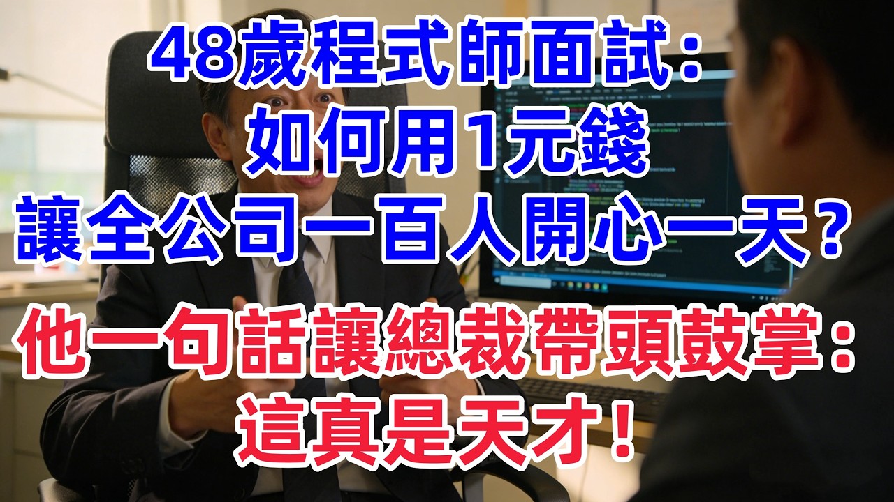 48歲程式師面試：如何用1元錢讓全公司一百人開心一天？他一句話讓總裁帶頭鼓掌：這真是天才！