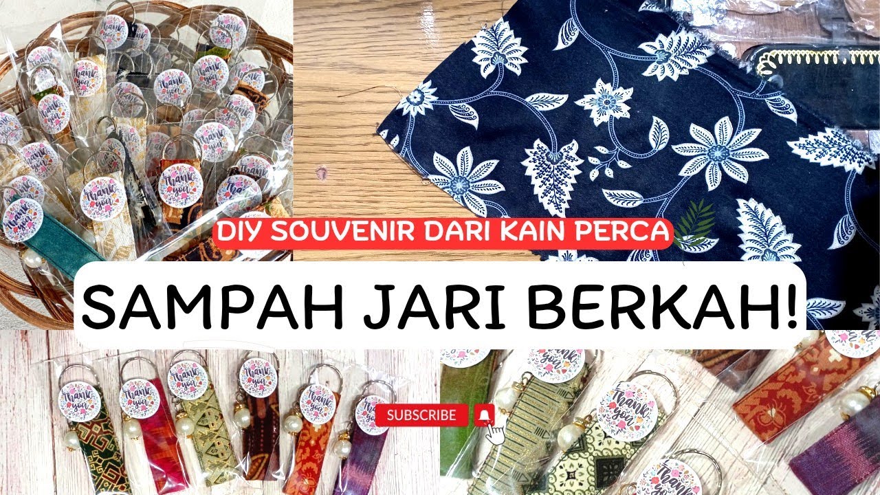 Perca menjadi Souvenir - Tutorial membuat gantungan kunci batik dari perca | Mudah dan murah